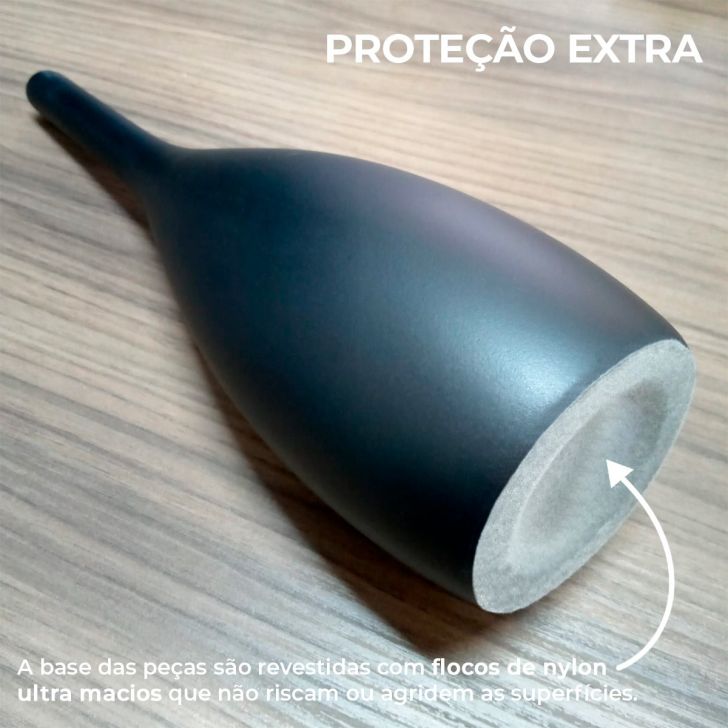 Vaso de Mesa Decoração Sala e Quarto Garrafa Tulipa P Preto Fosco