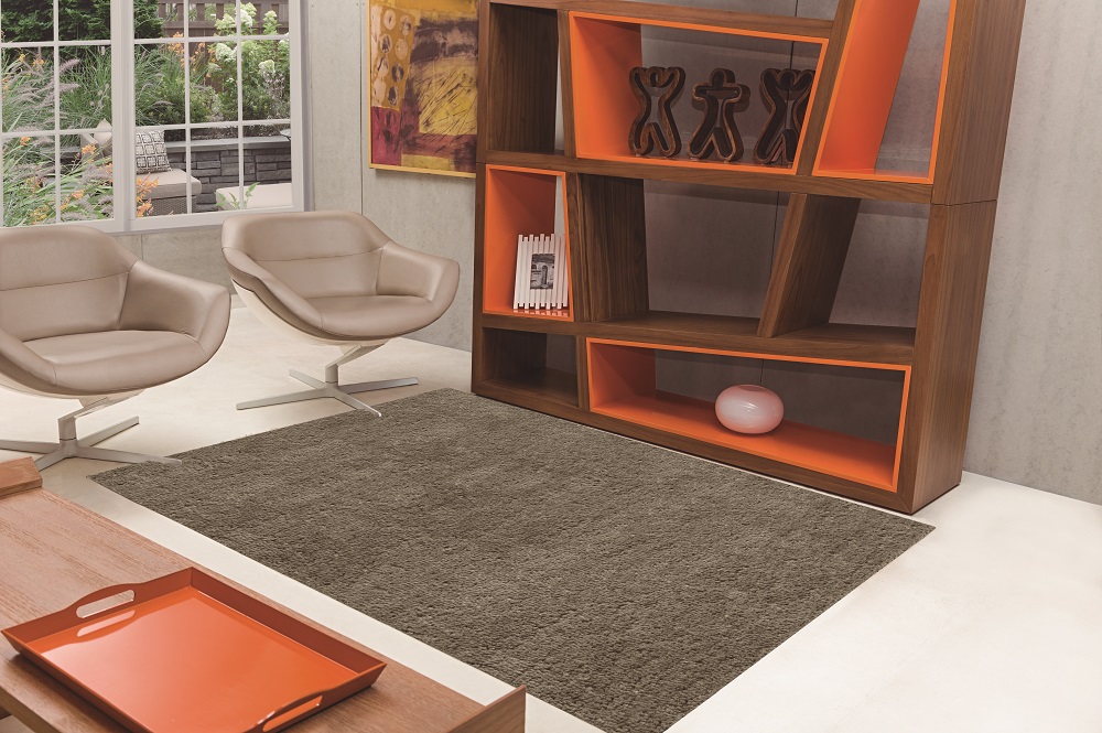 Tapete Vip Sala e Quarto Liso Caqui 1,40m x 2,00m- Jolitex