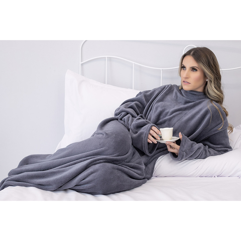 Cobertor com Manga  Fleece Nevada Juma - Cinza