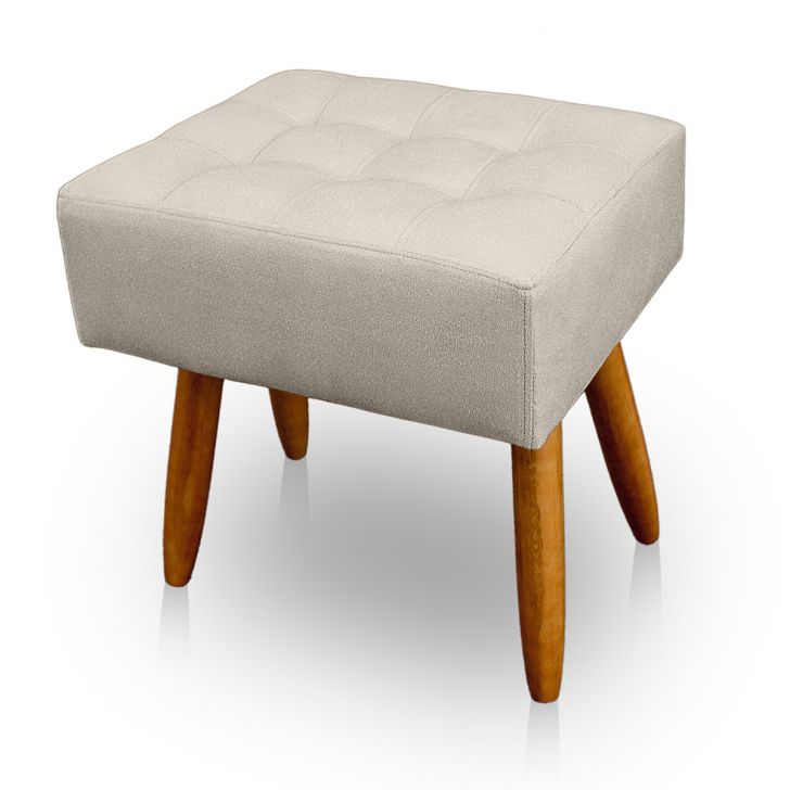 Puff Retangular New para Sala e Quarto Suede Bege - Jylcrom