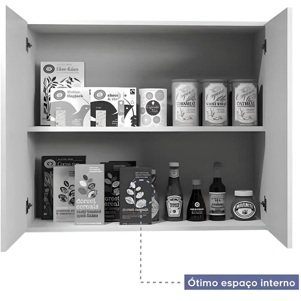 Armário Aéreo 2 Portas Valência Kaiki Móveis Branco