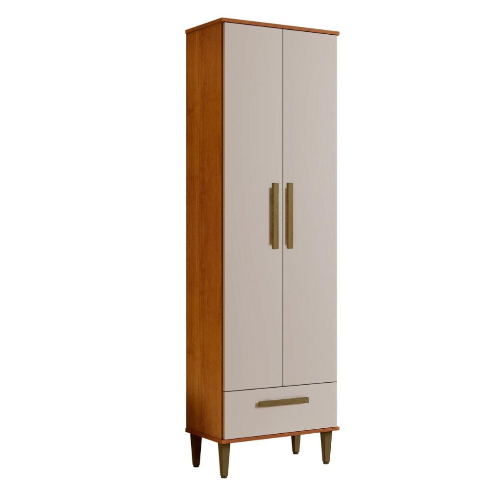 Armário Multiuso Natal 2 Portas 1 Gaveta Nature Off White Kaiki Móveis
