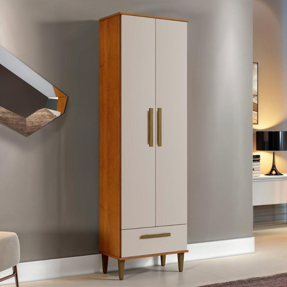 Armário Multiuso Natal 2 Portas 1 Gaveta Nature Off White Kaiki Móveis