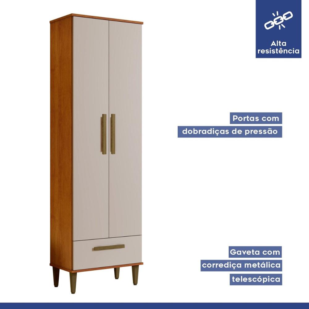 Armário Multiuso Natal 2 Portas 1 Gaveta Nature Off White Kaiki Móveis