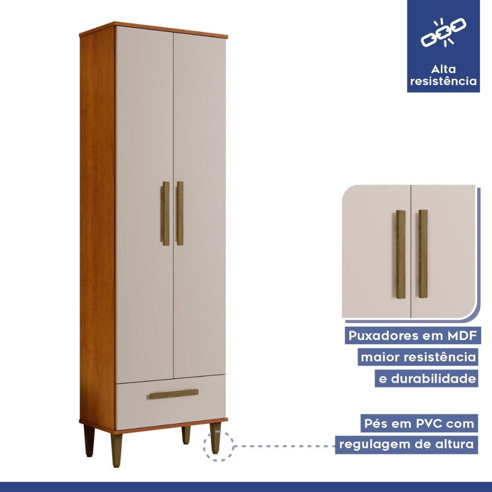 Armário Multiuso Natal 2 Portas 1 Gaveta Nature Off White Kaiki Móveis