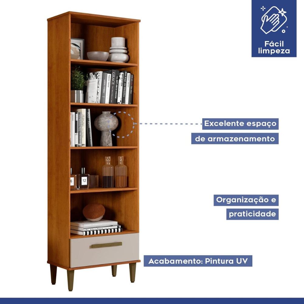 Armário Multiuso Natal 2 Portas 1 Gaveta Nature Off White Kaiki Móveis