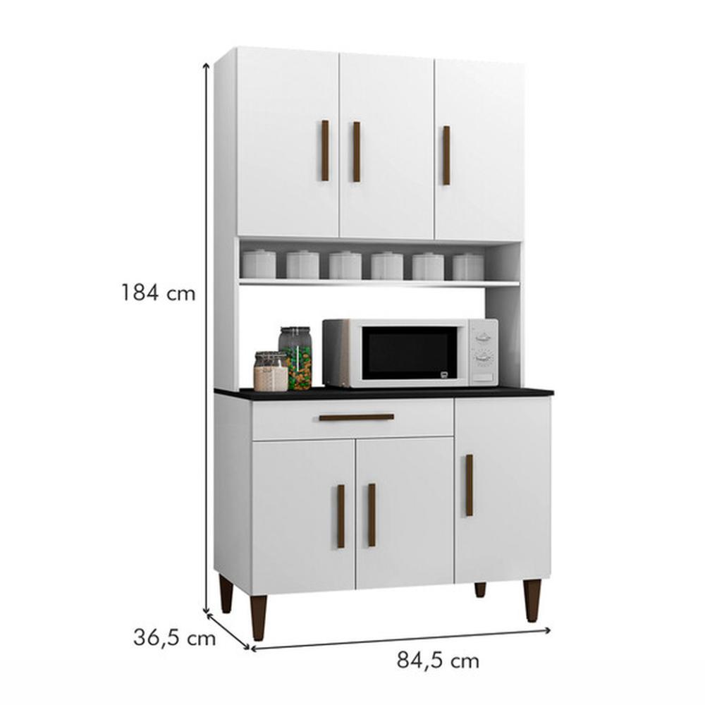 Armário de Cozinha 6 Portas Salvador Kaiki Móveis Branco