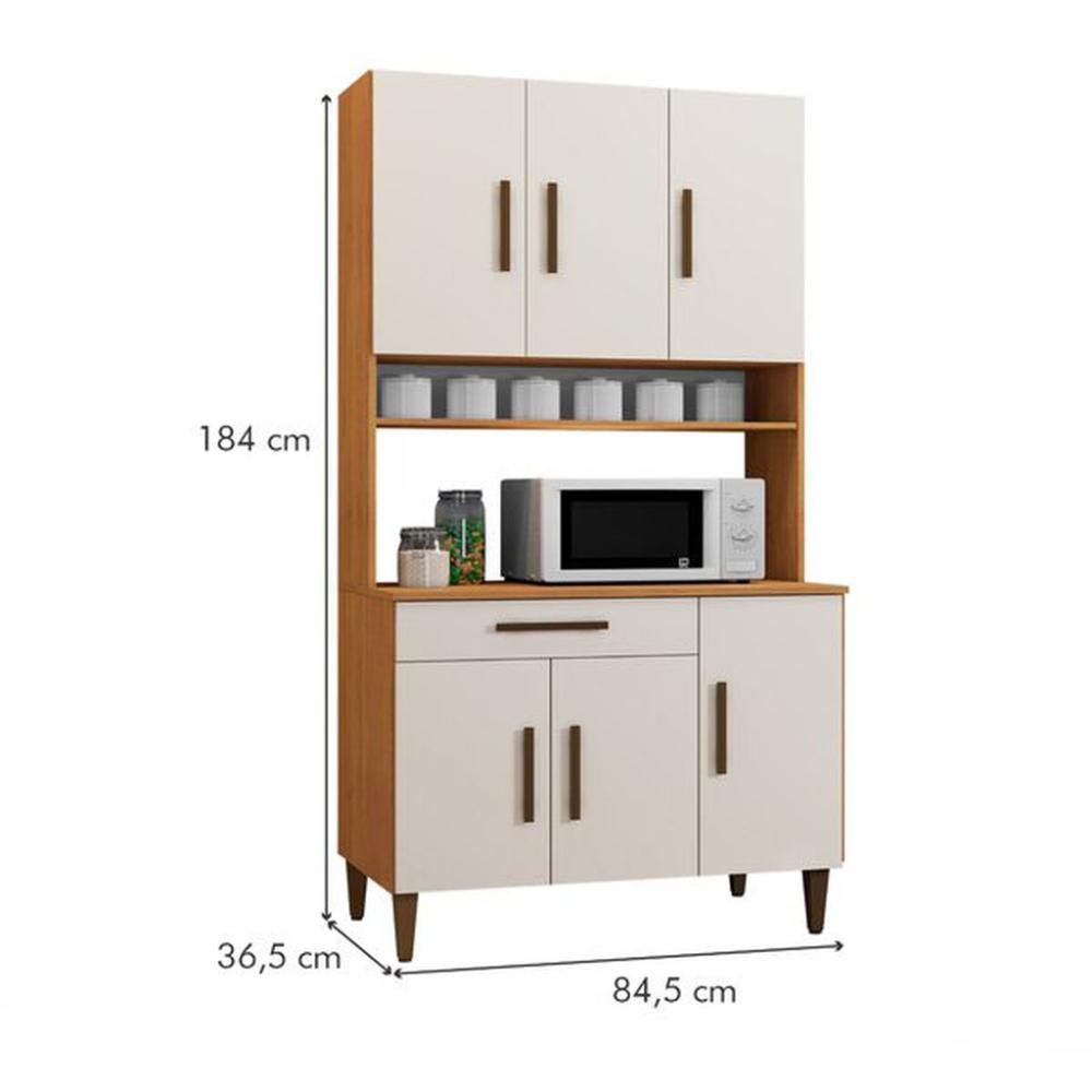 Armário de Cozinha 6 Portas Salvador Kaiki Móveis Nature Off White