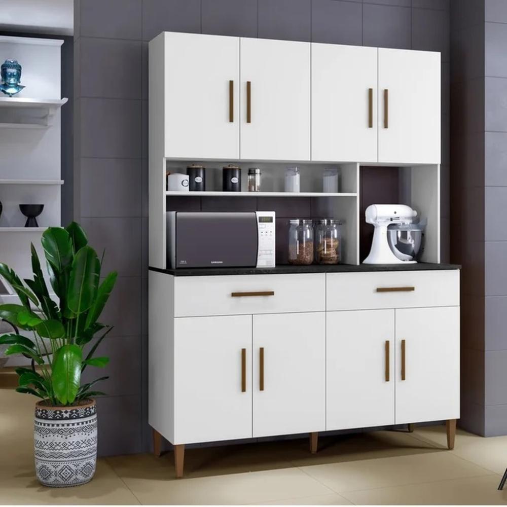 Armário de Cozinha Fortaleza 8 Portas Kaiki Móveis Branco