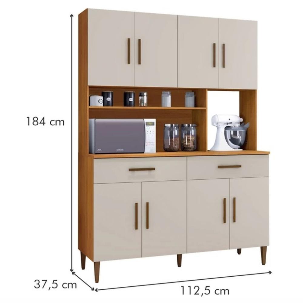 Armário de Cozinha Fortaleza 8 Portas Kaiki Móveis Nature Off White