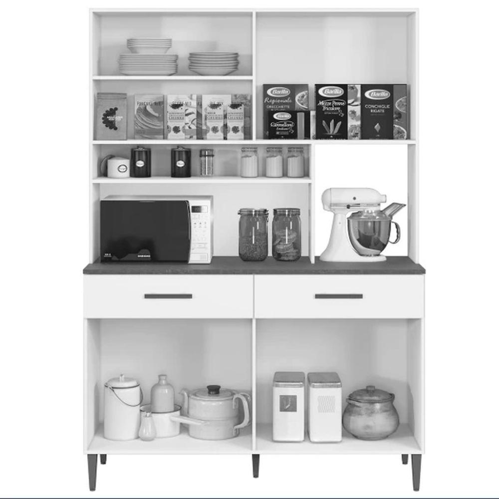 Armário de Cozinha Fortaleza 8 Portas Kaiki Móveis Nature Off White