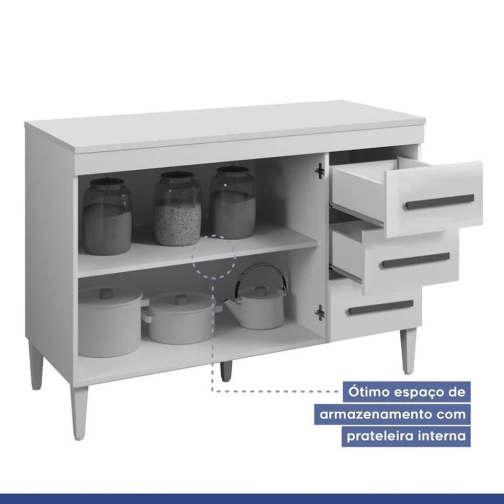 Balcão de Cozinha Virtus com Tampo Kaiki Móveis Nature Off White