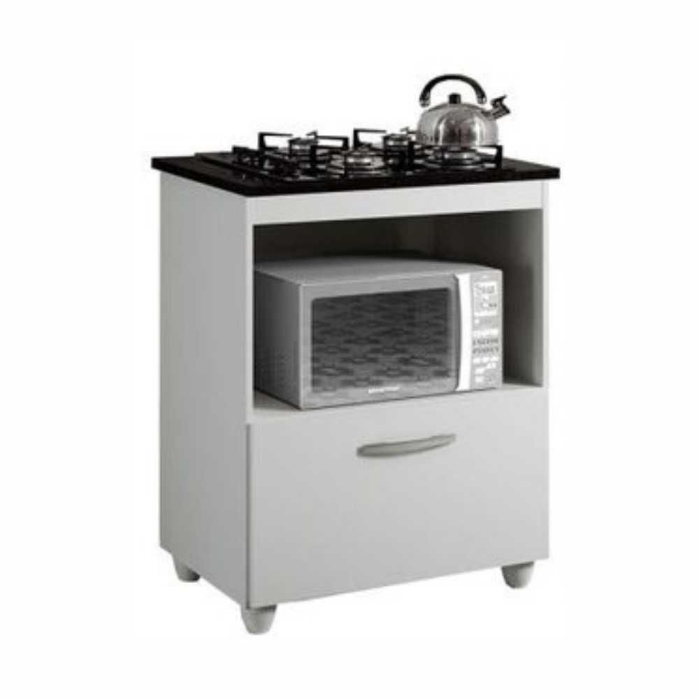 Balcão para Cooktop 4 Bocas Salvia Kaiki Móveis Branco