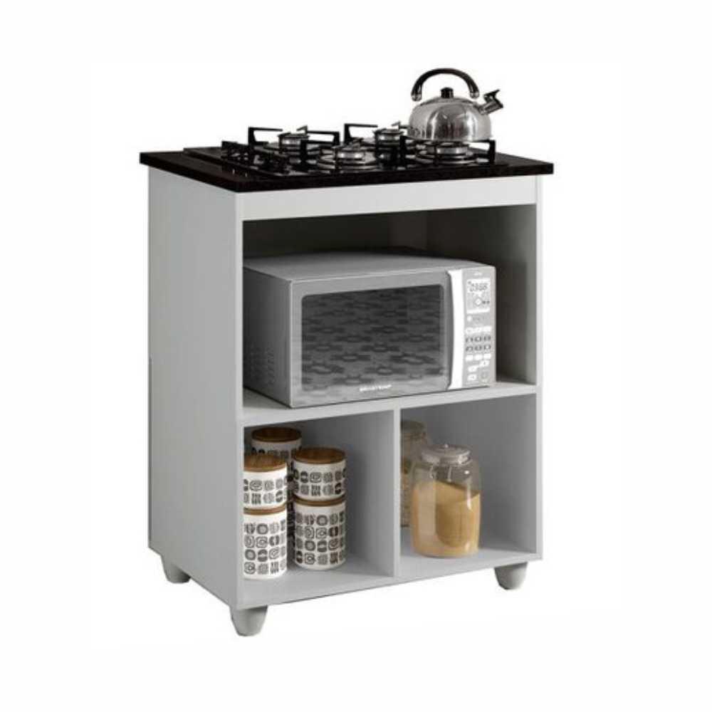 Balcão para Cooktop 4 Bocas Salvia Kaiki Móveis Branco
