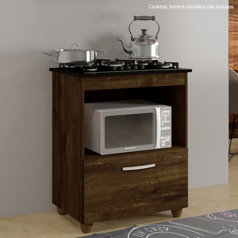 Balcão para Cooktop 4 Bocas Salvia Kaiki Móveis Ypê