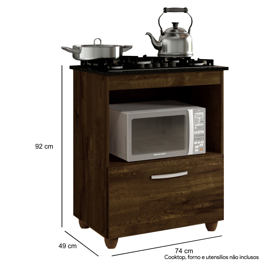 Balcão para Cooktop 4 Bocas Salvia Kaiki Móveis Ypê
