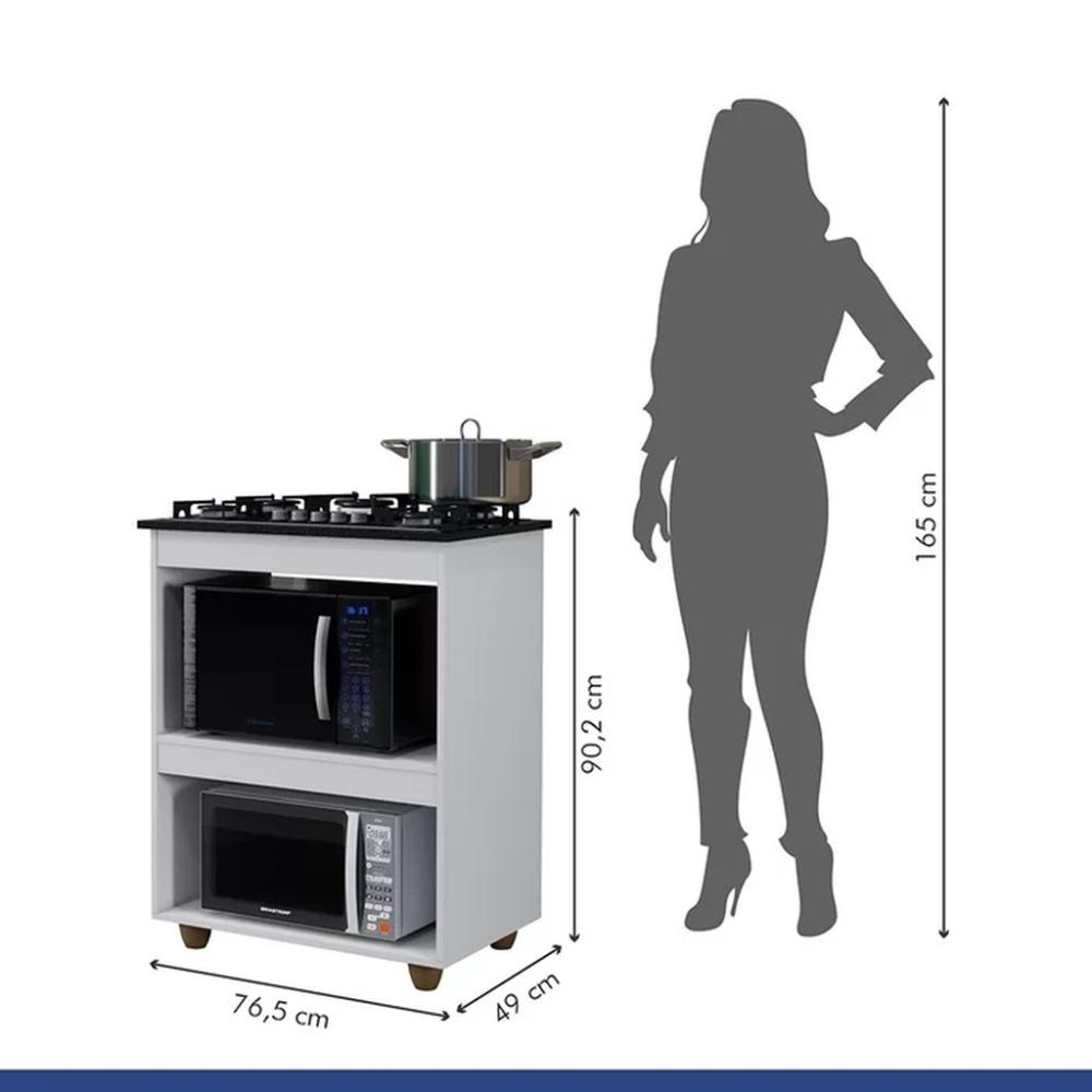 Balcão para Cooktop 4 Bocas Turim Kaiki Móveis Branco