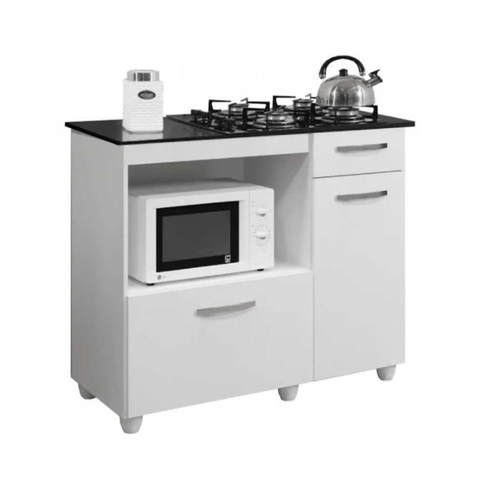 Balcão para Cooktop 4 Bocas Violeta Kaiki Móveis Branco