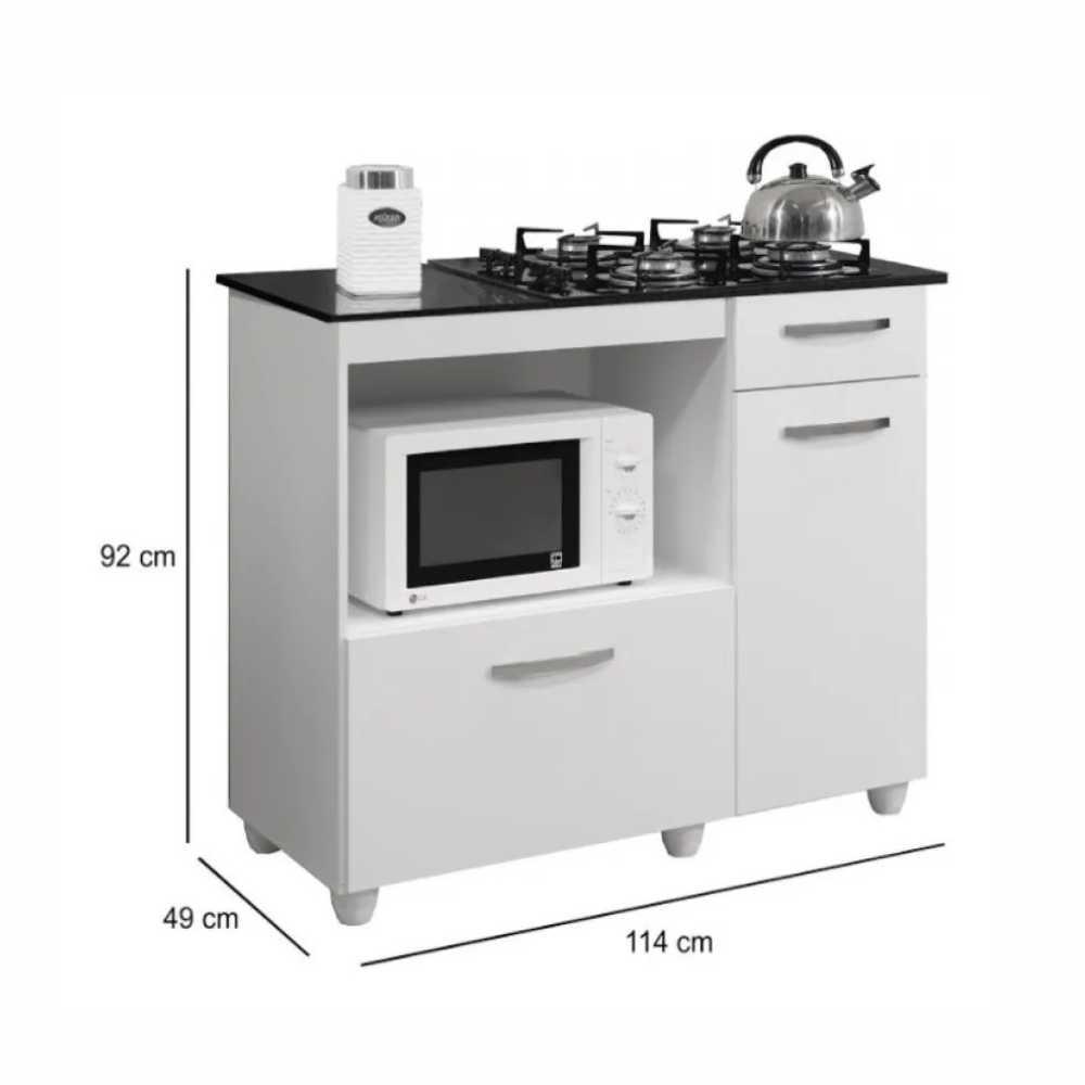 Balcão para Cooktop 4 Bocas Violeta Kaiki Móveis Branco