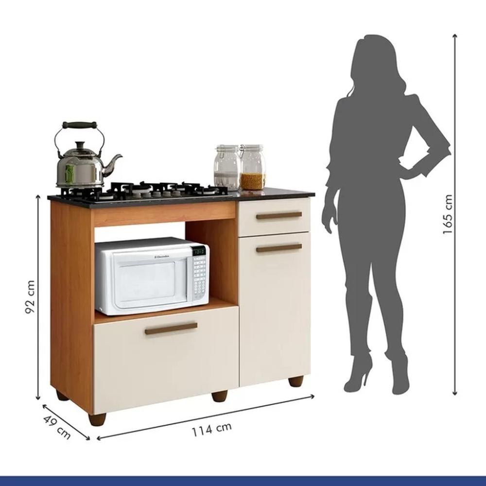 Balcão para Cooktop 4 Bocas Violeta Kaiki Móveis Nature Off White