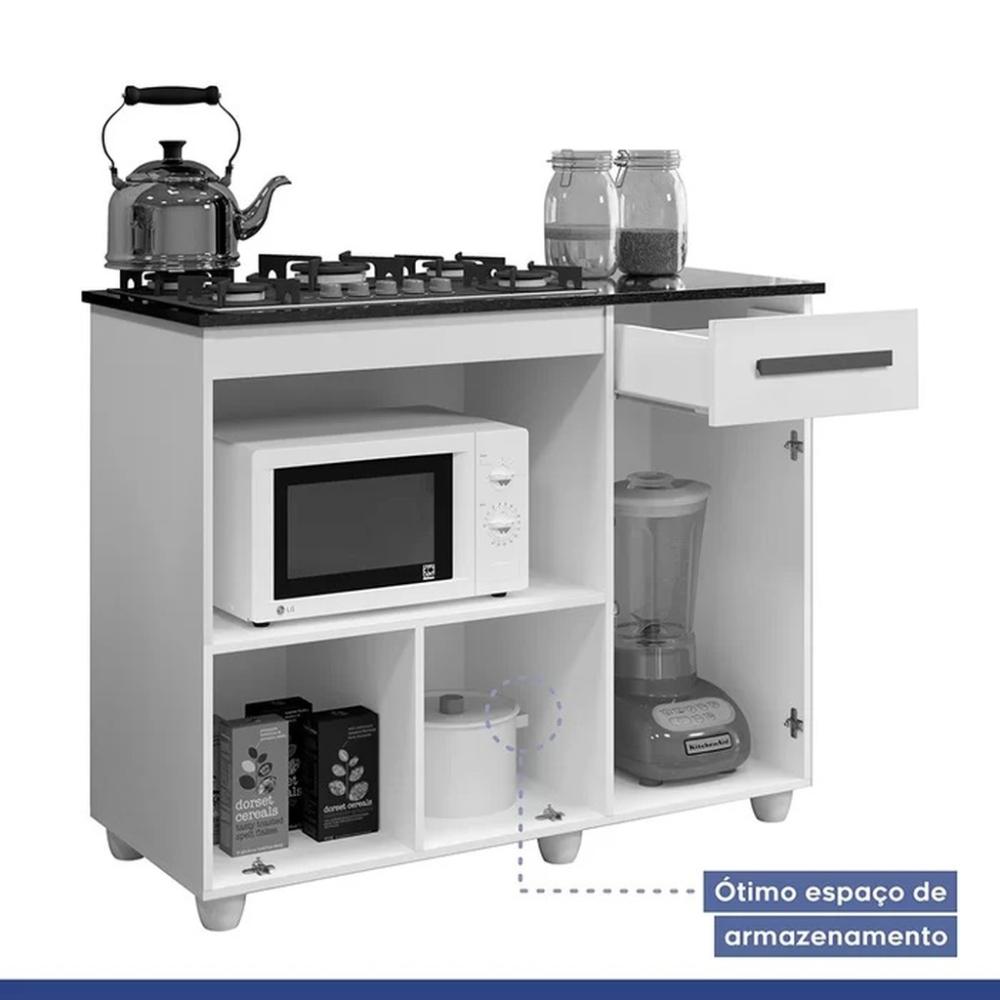 Balcão para Cooktop 4 Bocas Violeta Kaiki Móveis Nature Off White
