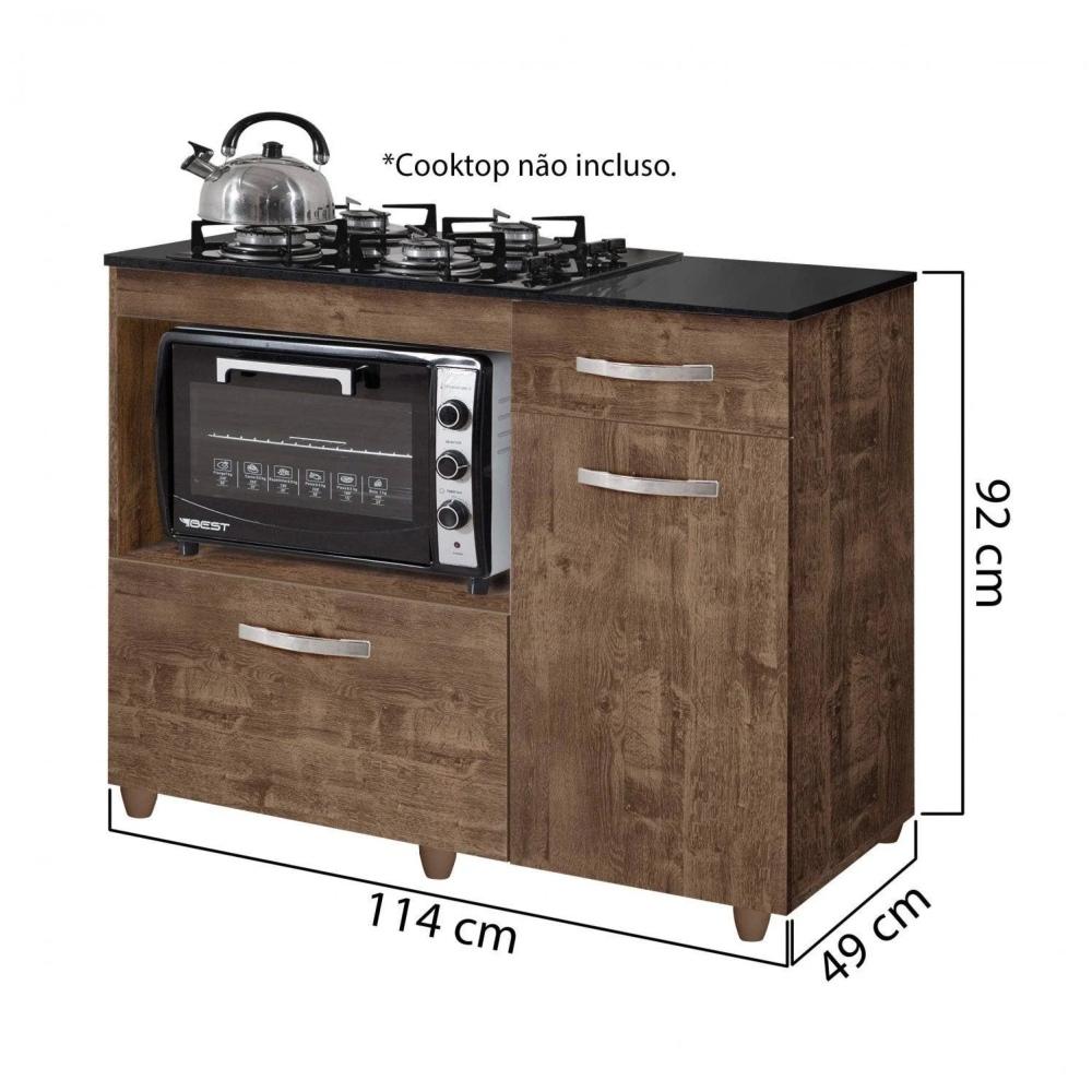 Balcão para Cooktop 4 Bocas Violeta Kaiki Móveis Ypê