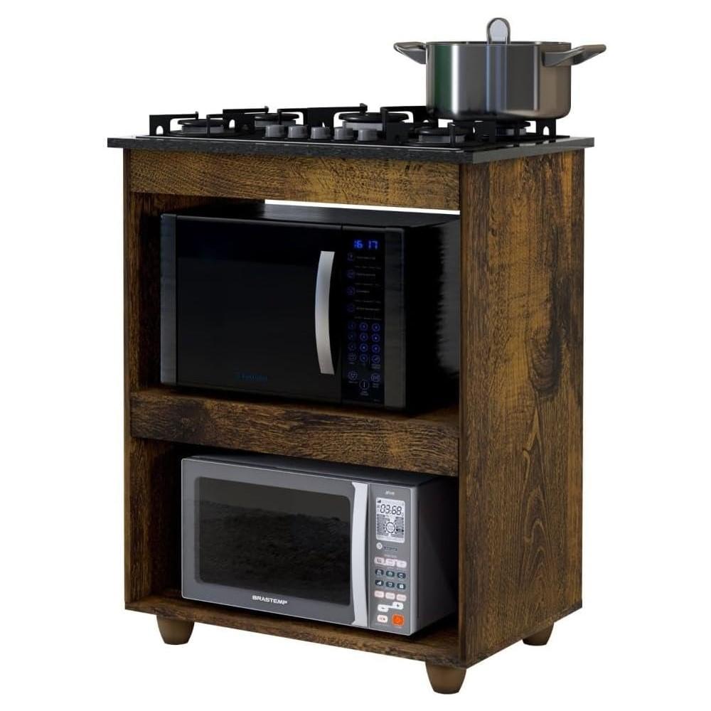 Balcão para Cooktop 5 Bocas 2 Nichos Turim Kaiki Móveis Ipê