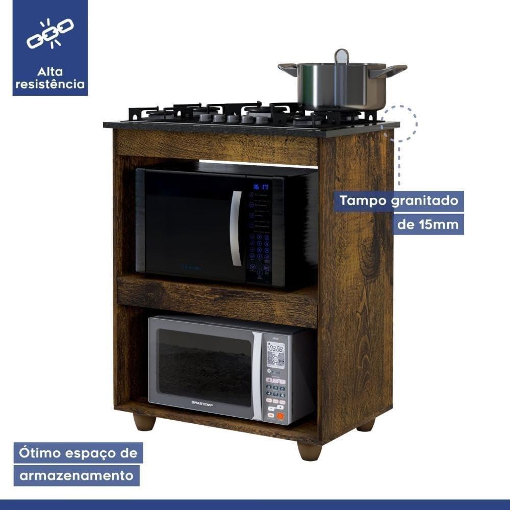 Balcão para Cooktop 5 Bocas 2 Nichos Turim Kaiki Móveis Ipê