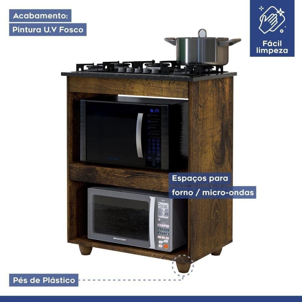 Balcão para Cooktop 5 Bocas 2 Nichos Turim Kaiki Móveis Ipê