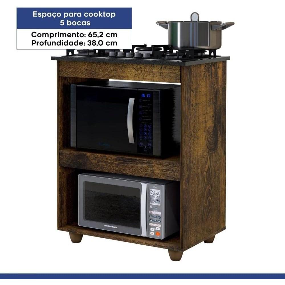 Balcão para Cooktop 5 Bocas 2 Nichos Turim Kaiki Móveis Ipê