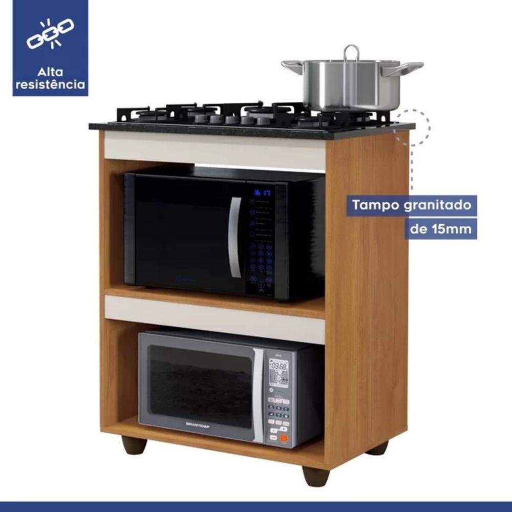 Balcão para Cooktop 5 Bocas 2 Nichos Turim Nature/Off White