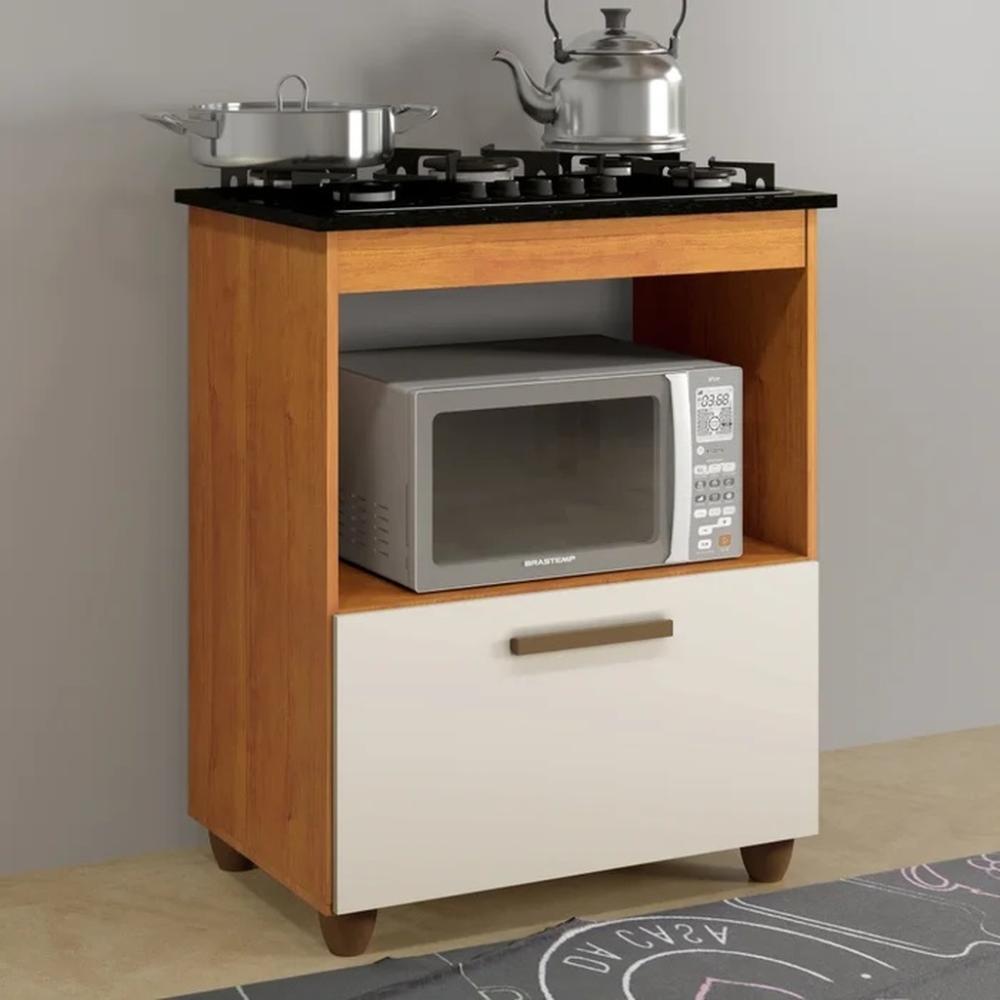 Balcão para Cooktop 5 Bocas Salvia Kaiki Móveis Nature Off White