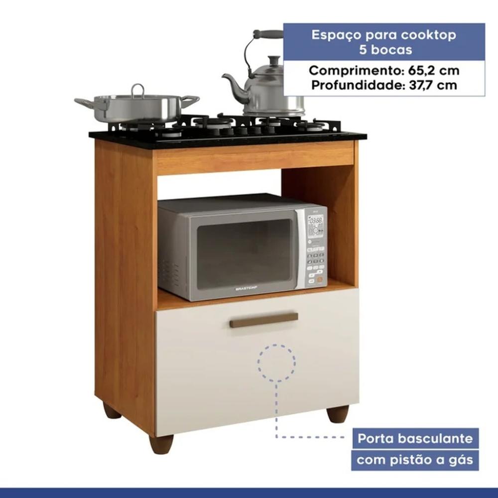Balcão para Cooktop 5 Bocas Salvia Kaiki Móveis Nature Off White