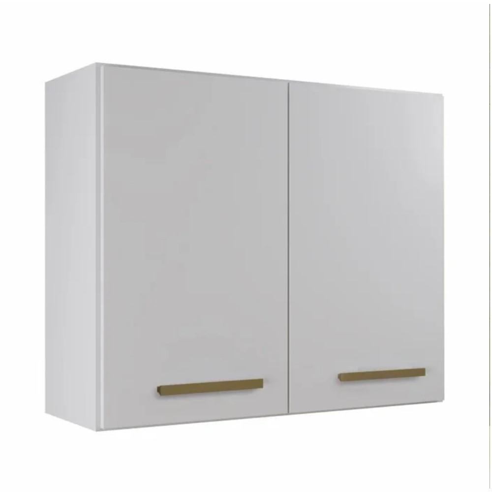 Conjunto Armário Aéreo 2 Portas e Balcão para Cooktop 5 Bocas Branco