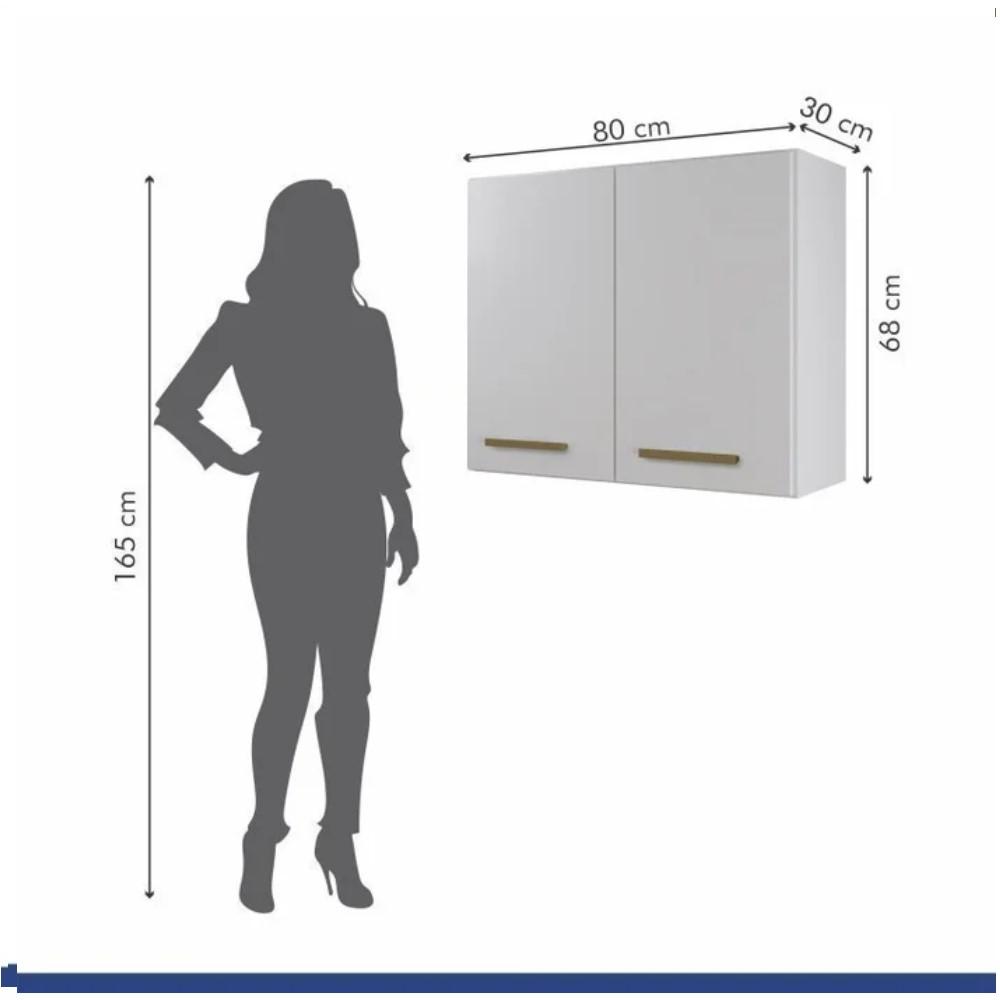 Conjunto Armário Aéreo 2 Portas e Balcão para Cooktop 5 Bocas Branco
