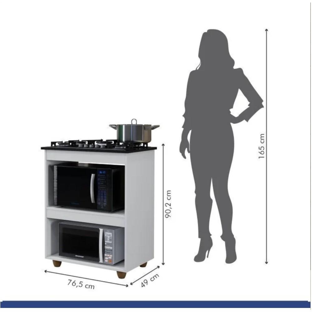 Conjunto Armário Aéreo 2 Portas e Balcão para Cooktop 5 Bocas Branco