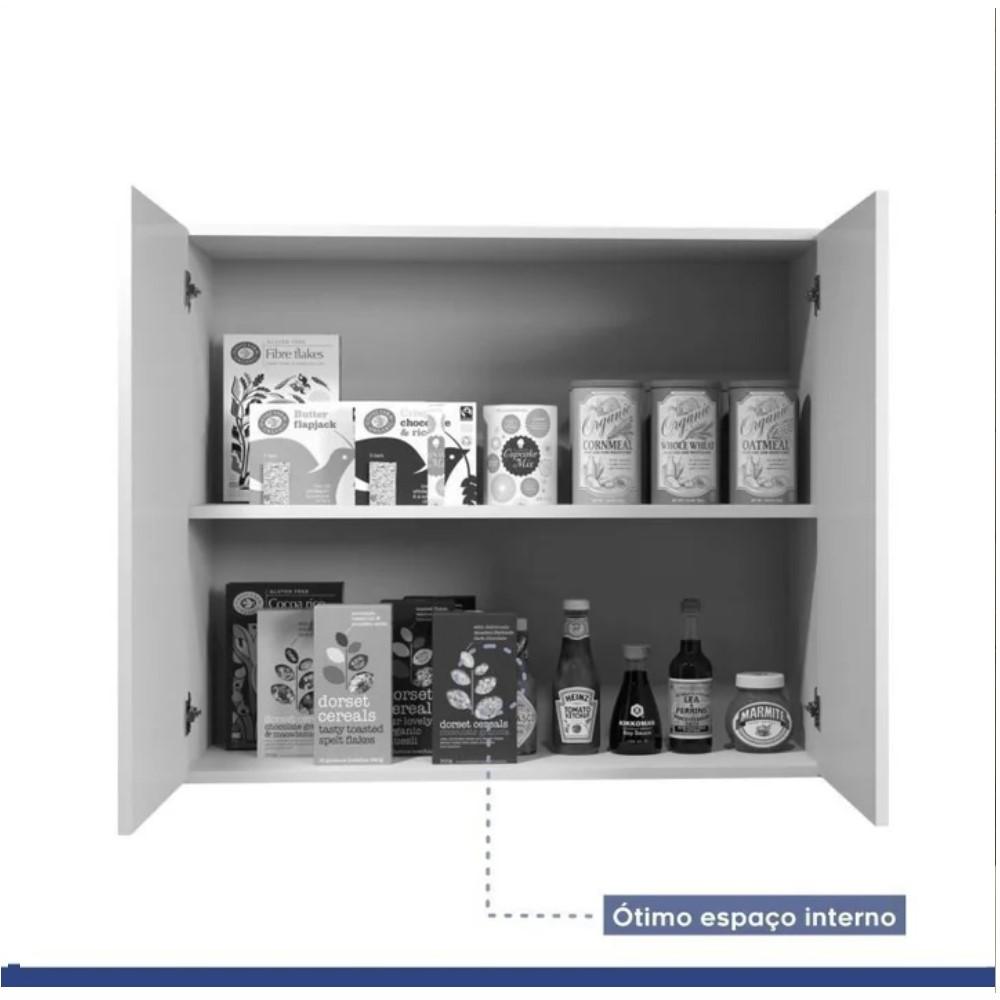 Conjunto Armário Aéreo 2 Portas e Balcão para Cooktop 5 Bocas Branco