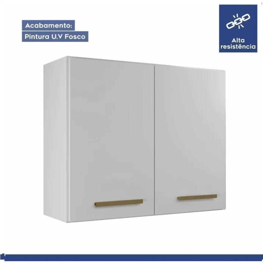 Conjunto Armário Aéreo 2 Portas e Balcão para Cooktop 5 Bocas Branco