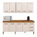 Cozinha Compacta Atenas 9 Portas 3 Gavetas Atenas Kaiki Móveis Nature Off White