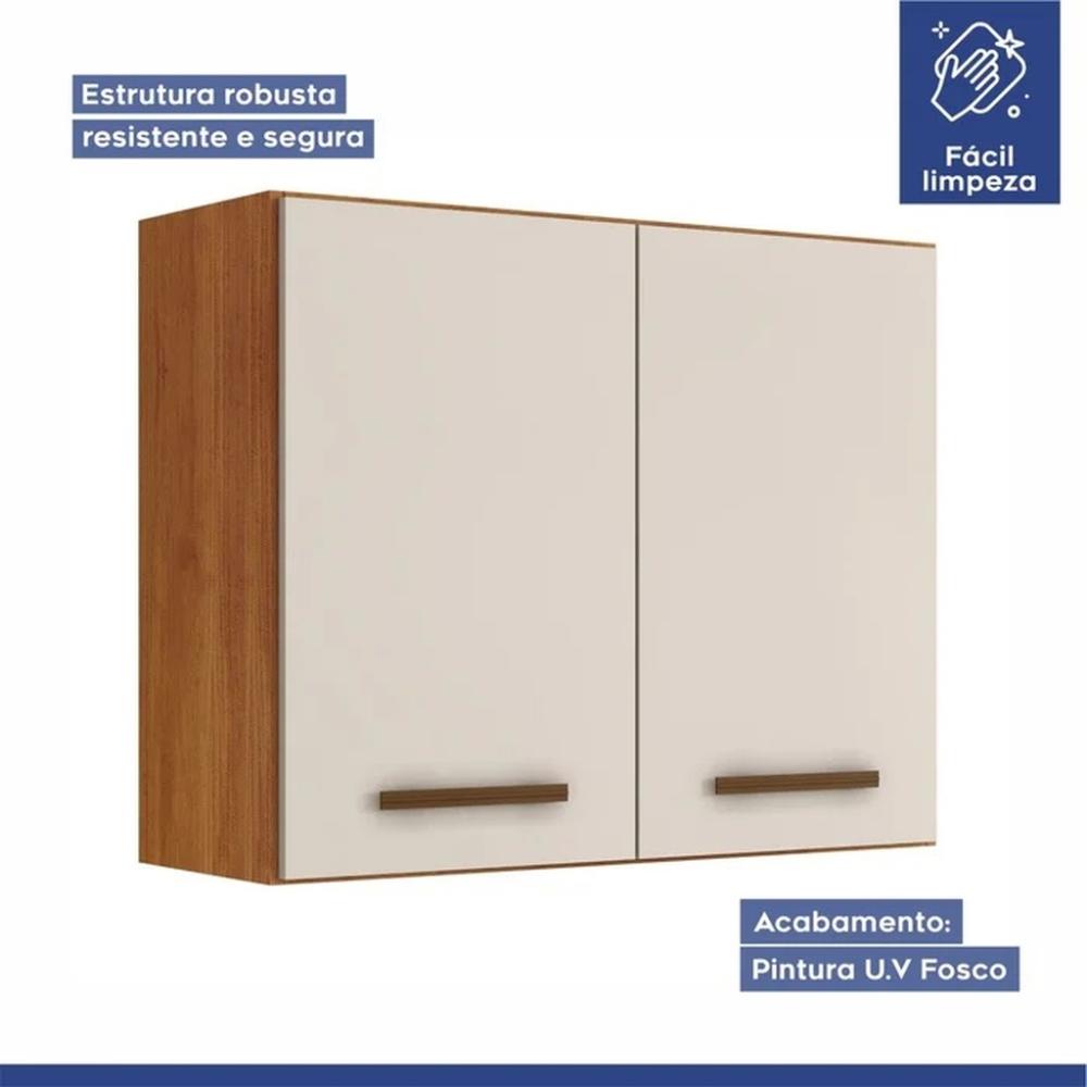 Cozinha Compacta Atenas 9 Portas 3 Gavetas Atenas Kaiki Móveis Nature Off White