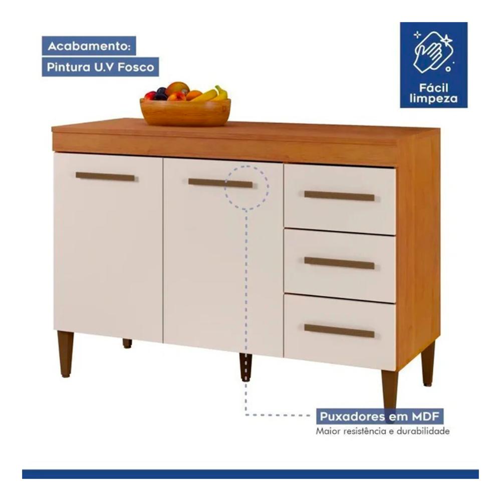 Cozinha Modulada 10 Portas 3 Gavetas Kaiki Móveis Nature Off White