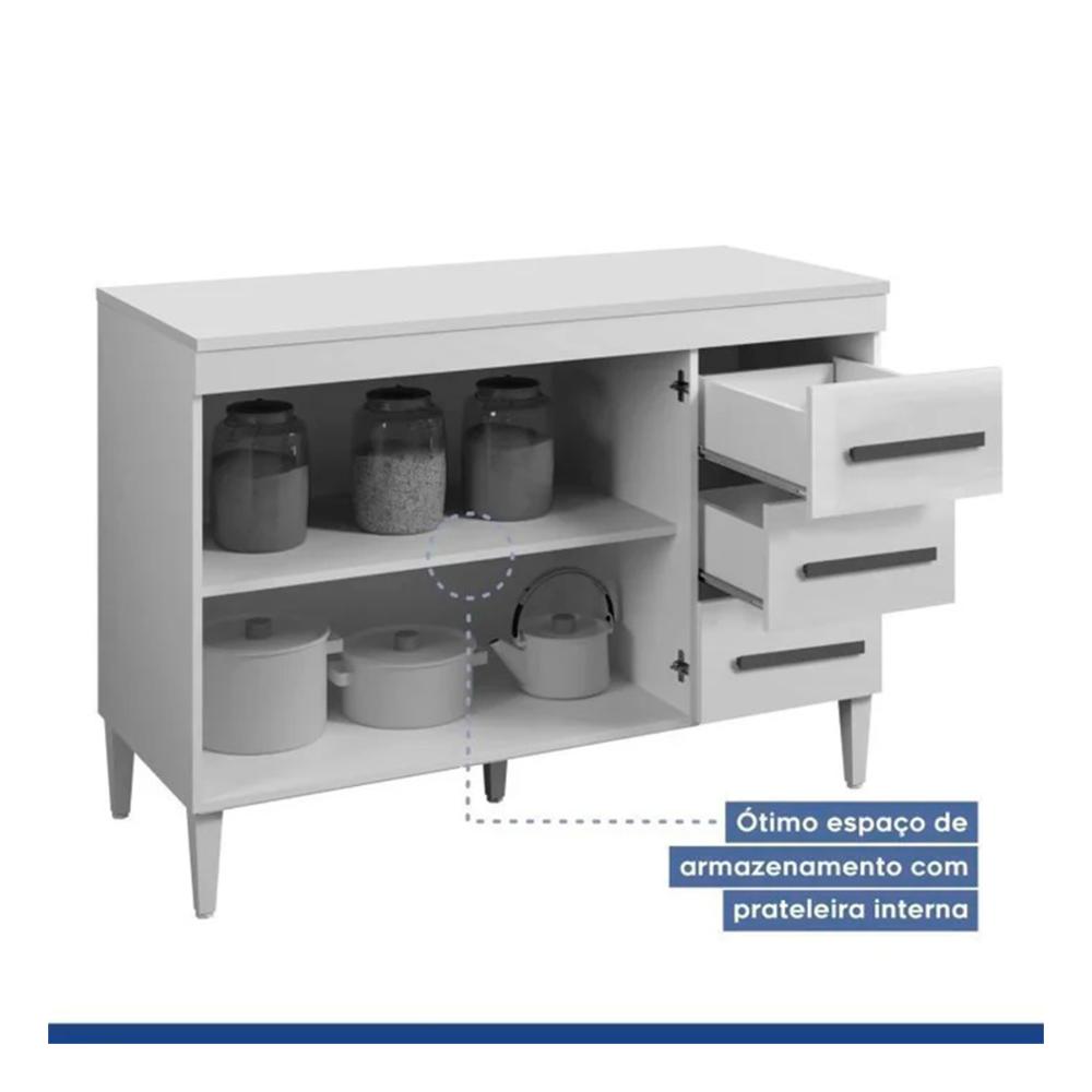 Cozinha Modulada 10 Portas 3 Gavetas Kaiki Móveis Nature Off White