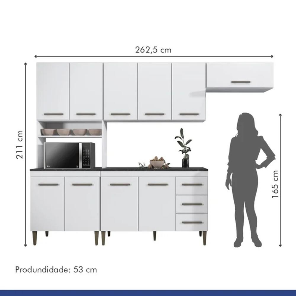 Cozinha Modulada Atenas 10 Portas 3 Gavetas Kaiki Móveis Branco