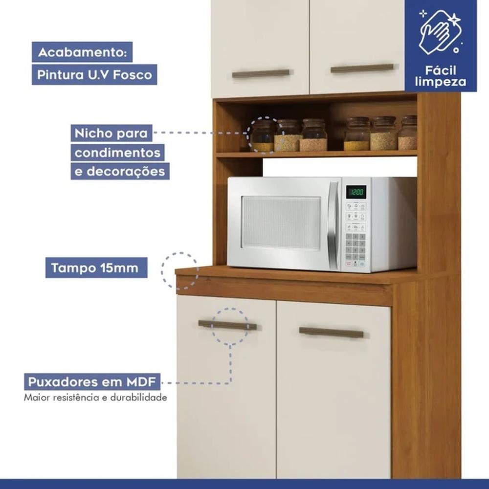 Cozinha Modulada Atenas 10 Portas 3 Gavetas Kaiki Móveis Nature Off White