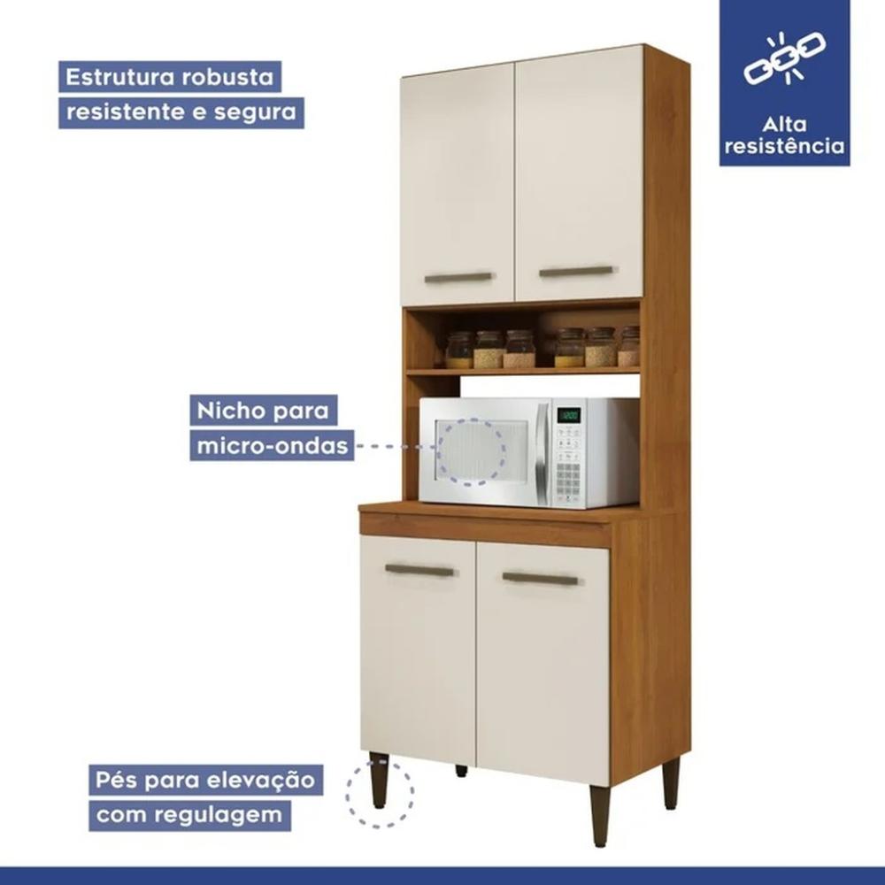Cozinha Modulada Atenas 10 Portas 3 Gavetas Kaiki Móveis Nature Off White
