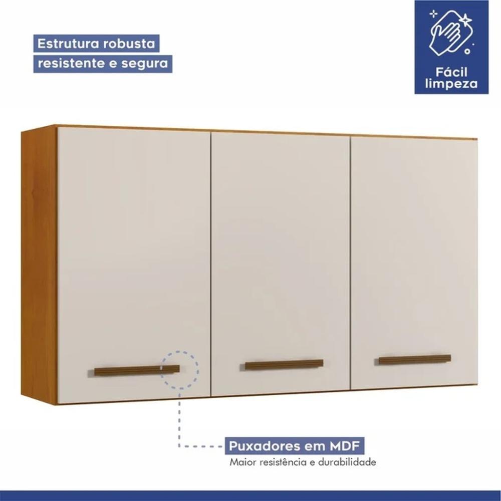 Cozinha Modulada Atenas 10 Portas 3 Gavetas Kaiki Móveis Nature Off White