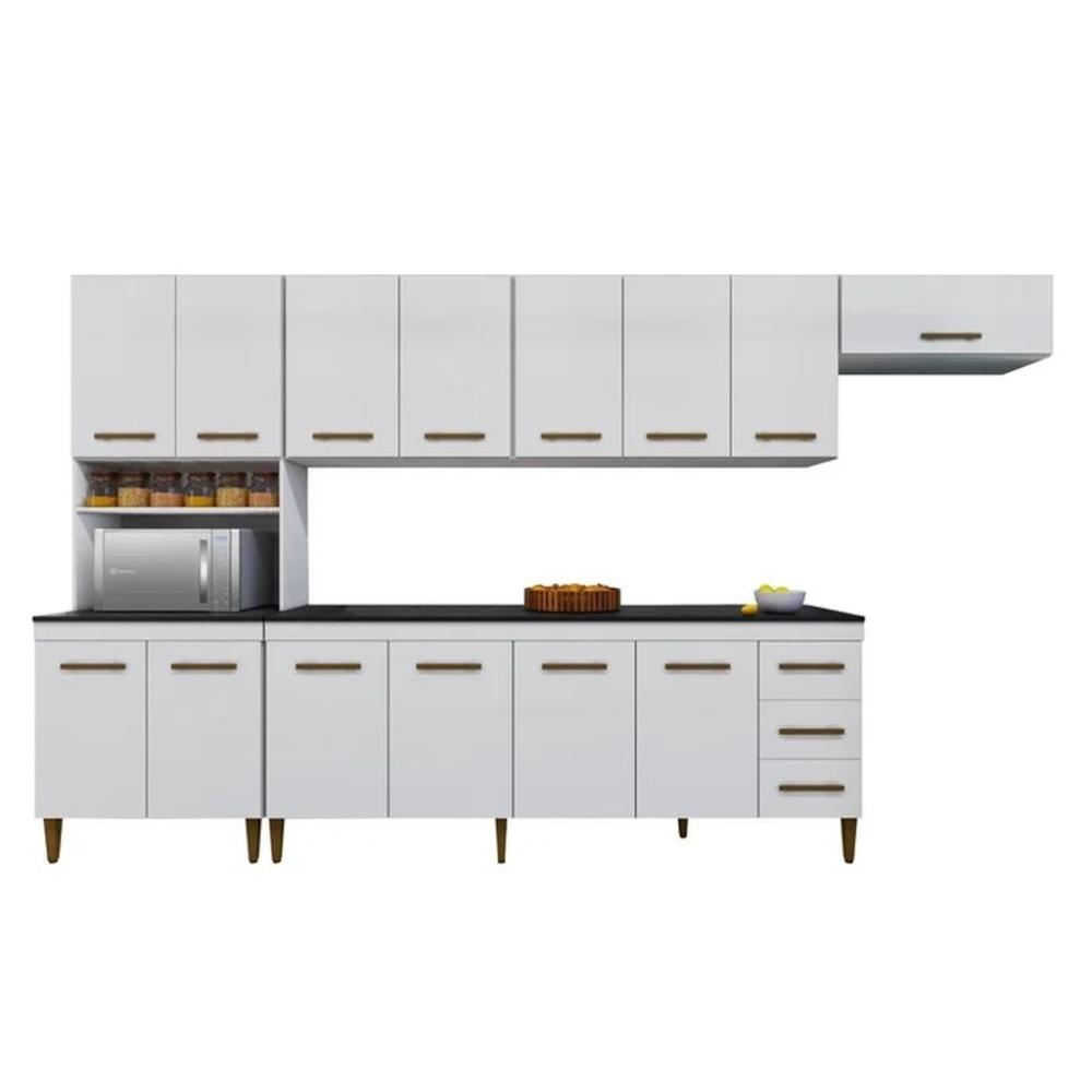 Cozinha Modulada Atenas 14 Portas 3 Gav Kaiki Móveis Branco