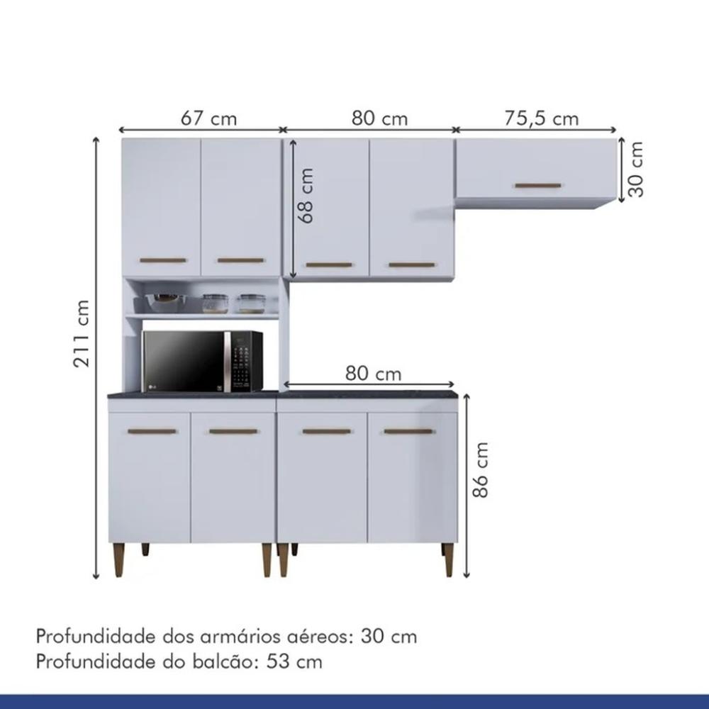 Cozinha Modulada Atenas 9 Portas Kaiki Móveis Branco