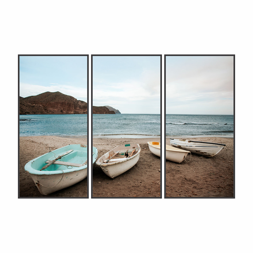 Conjunto com 3 Quadros Decorativos Beach Preto