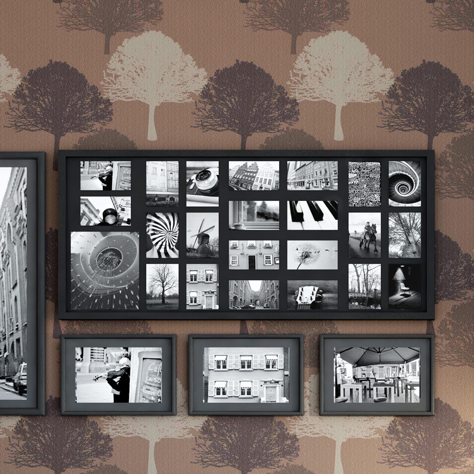 Painel Bee Collection 22 Fotos 10x15cm e 1 15x21cm  50x100cm Preto Kapos